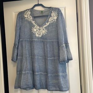Blue Embroidered Women's Top